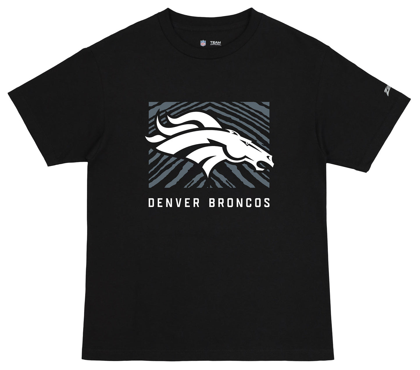 Zubaz NFL Unisex Cotton Heavyweight Short Sleeve T-shirt Black With Grey Tonal Tunnel Logo for Men and Women, Denver Broncos