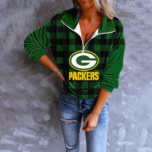 Unisex Plaid Quarter Zip Sweatshirt