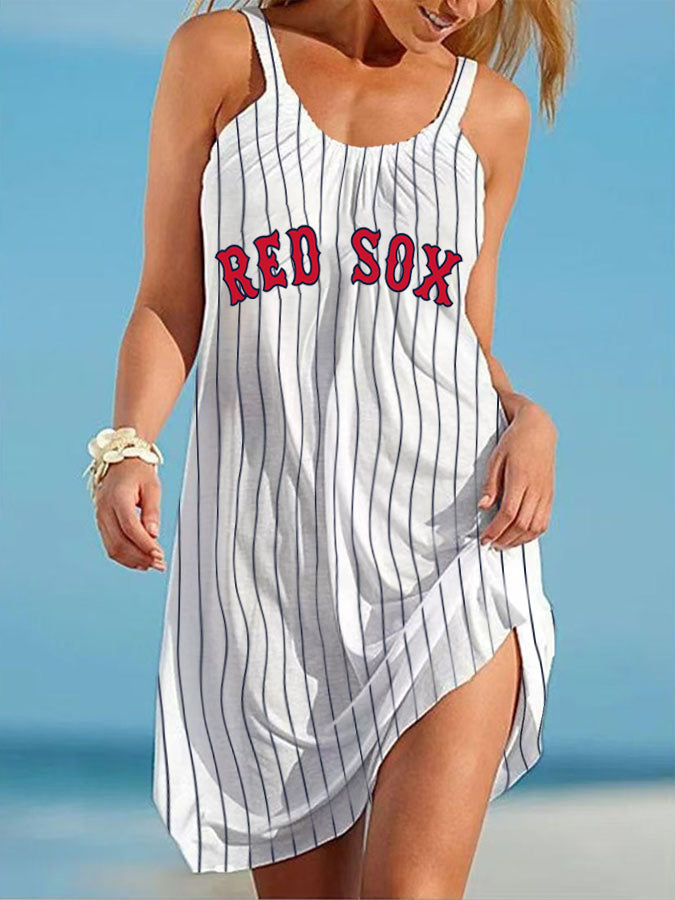 Boston Red Sox Round neck sleeveless printed dress