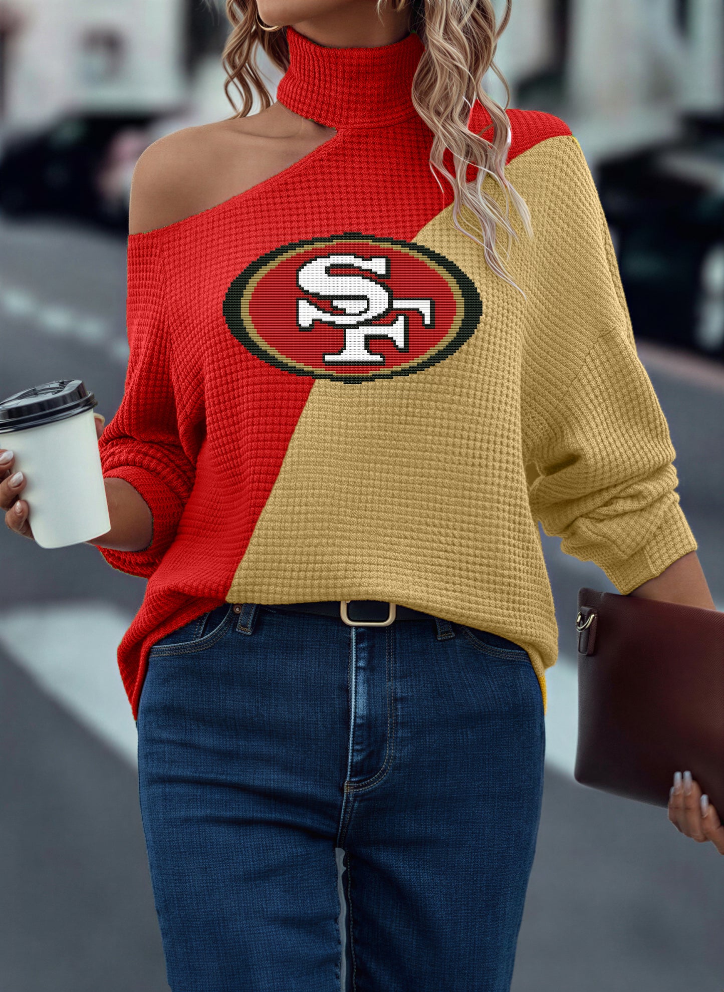 Casual Colorblock Off Shoulder T-Shirt