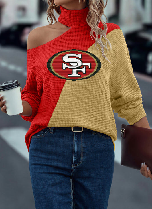 Casual Colorblock Off Shoulder T-Shirt