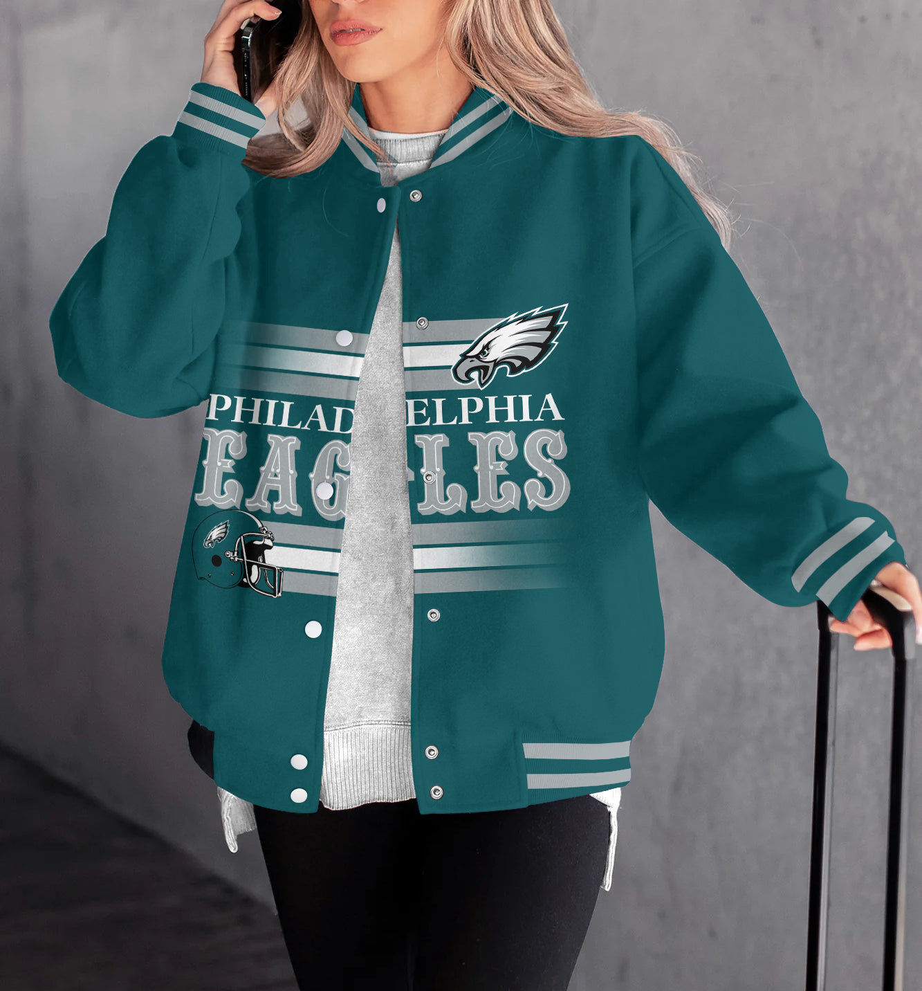Philadelphia Eagles Women's Long Pass Full- Snap Casual Jacket