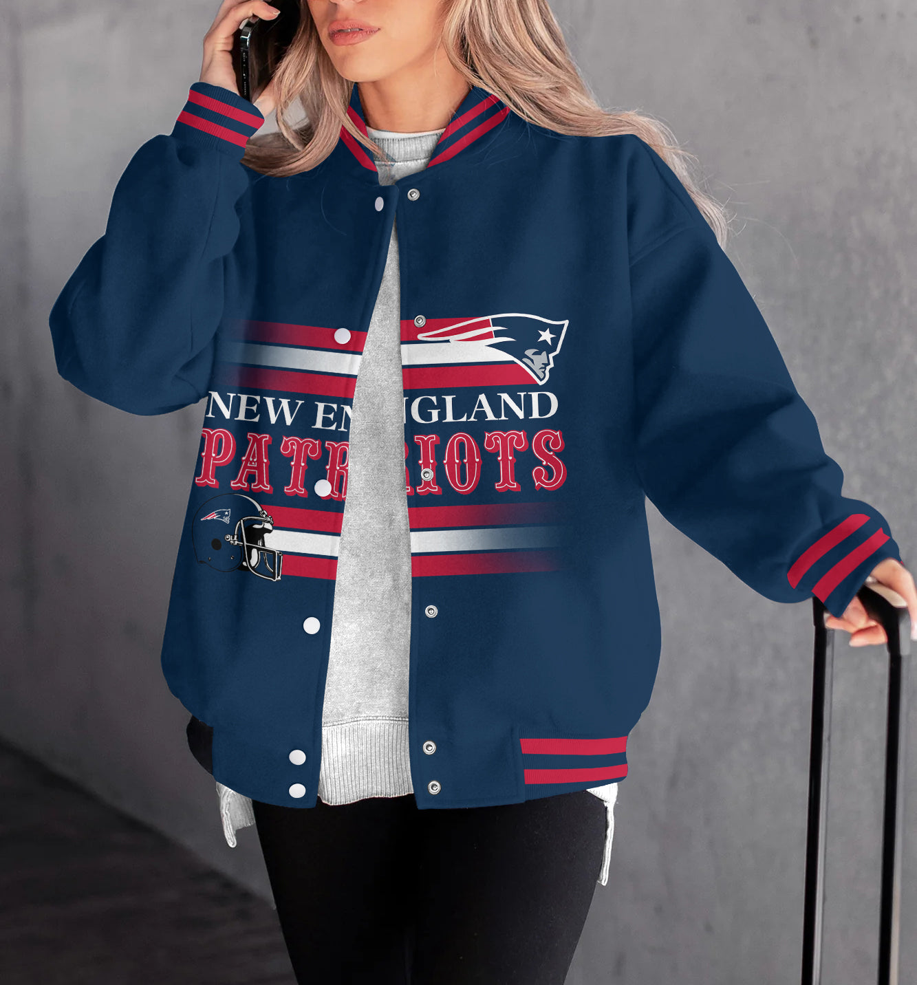 New England Patriots Women's Long Pass Full- Snap Casual Jacket