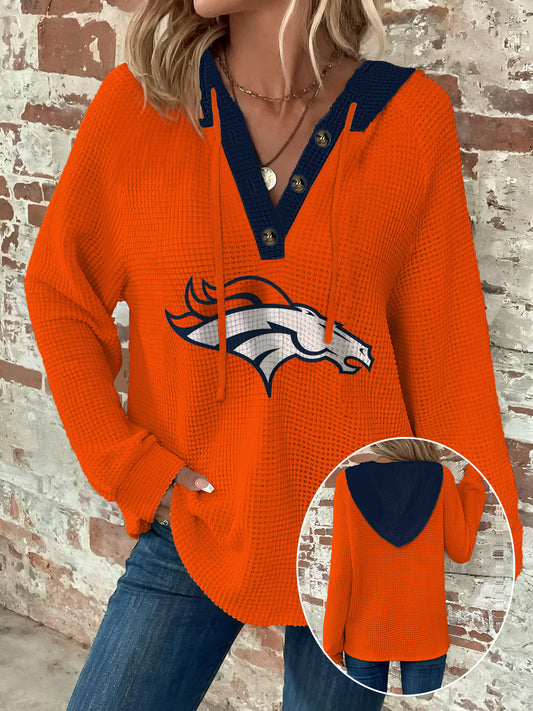 Half Button Raglan Sleeve Drawstring Hoodie