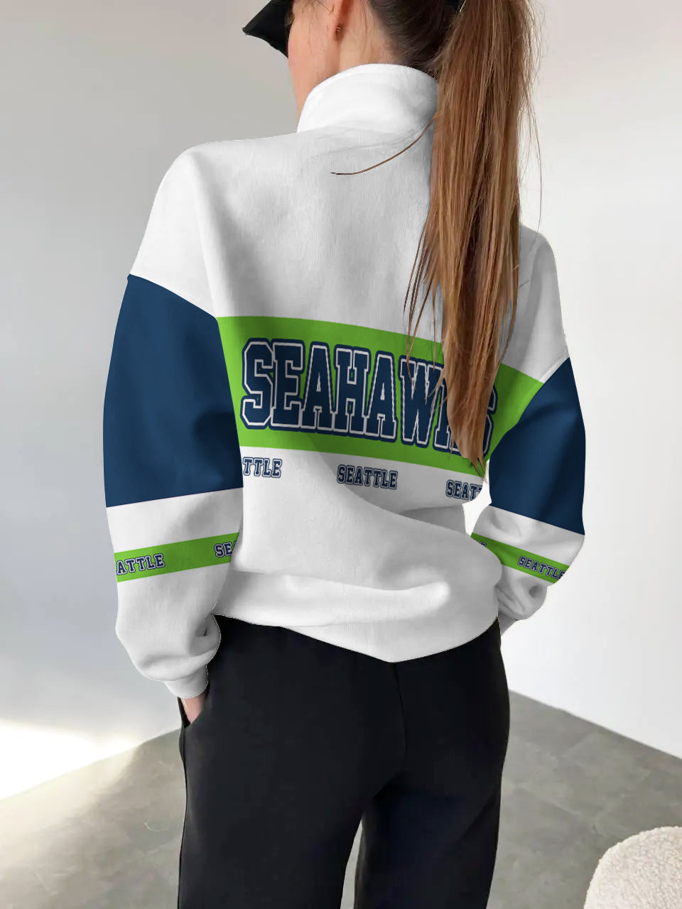 Seattle Seahawks  2025 New Design Casual Snap  Mockneck Pullover