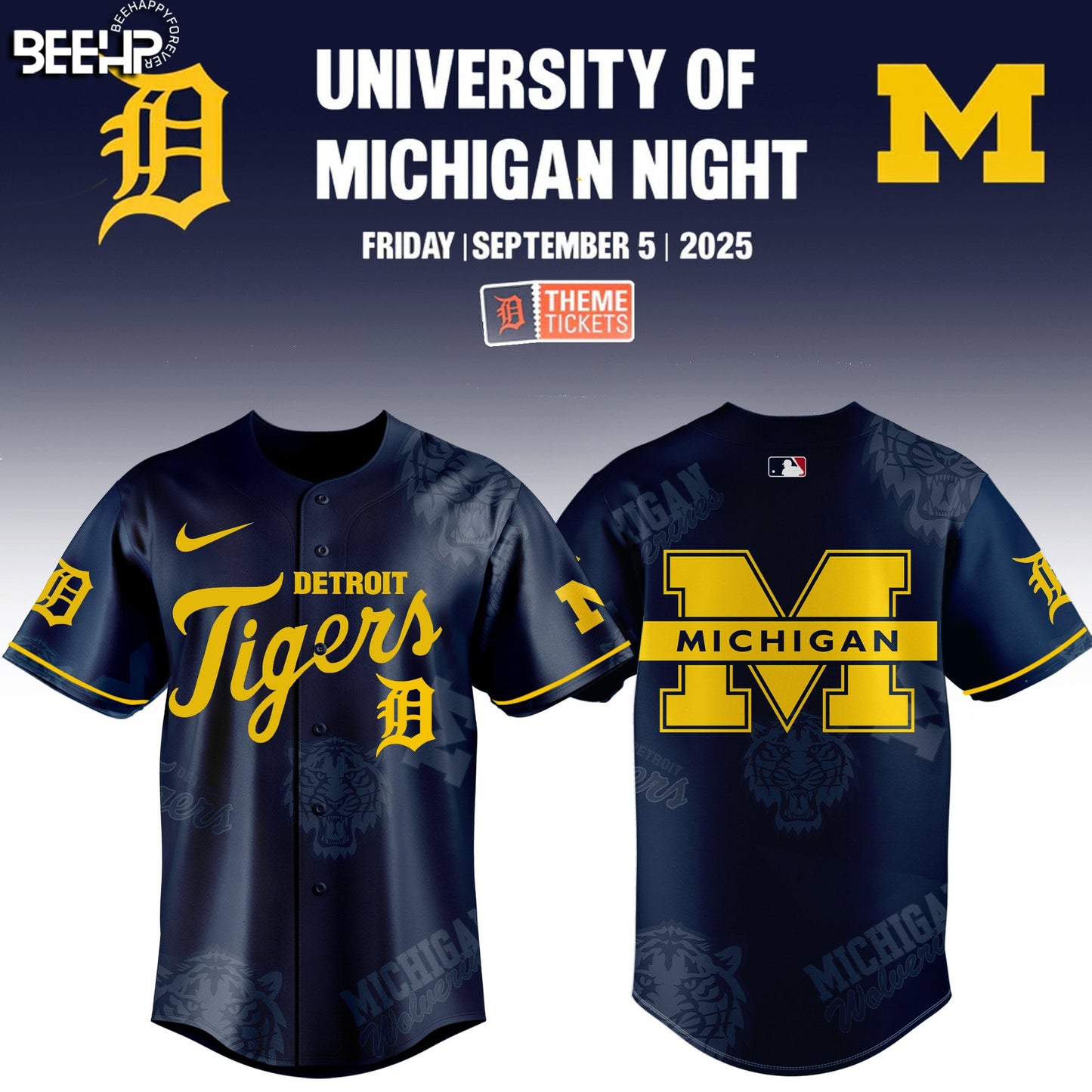 Detroit Tigers x Michigan Wolverines Night Game Limited Edition Jersey 2025