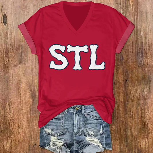 Summer Women's Solid Color V-Neck Short Sleeve T-Shirt