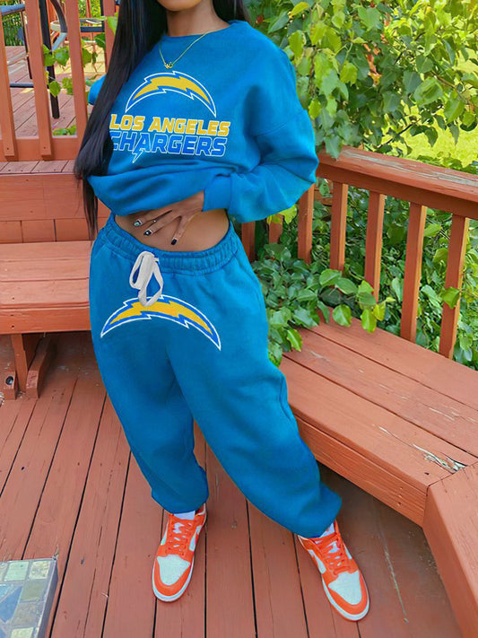 Los Angeles Chargers Sports Sweatshirt Two-Piece Suit