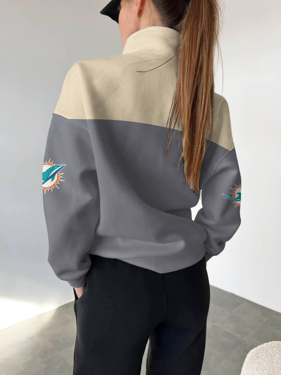 Miami Dolphins 2025 New Design Casual Snap  Mockneck Pullover