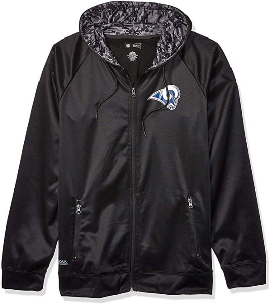 Zubaz NFL Men's Los Angeles Rams Full Zip Digital Camo Hood Hoodie, Black