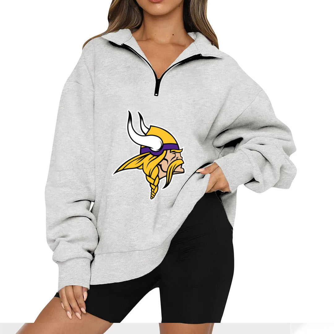 New Ladies Sports Leisure Lapel Zipper Sweatshirt