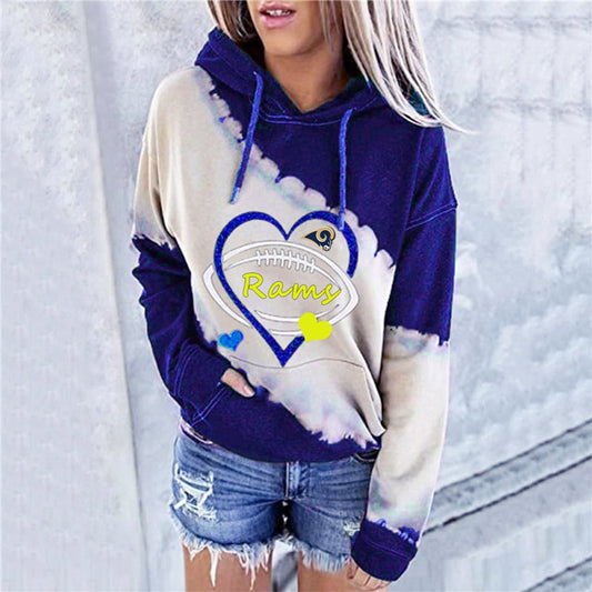 Casual loose contrast printed Hoodie