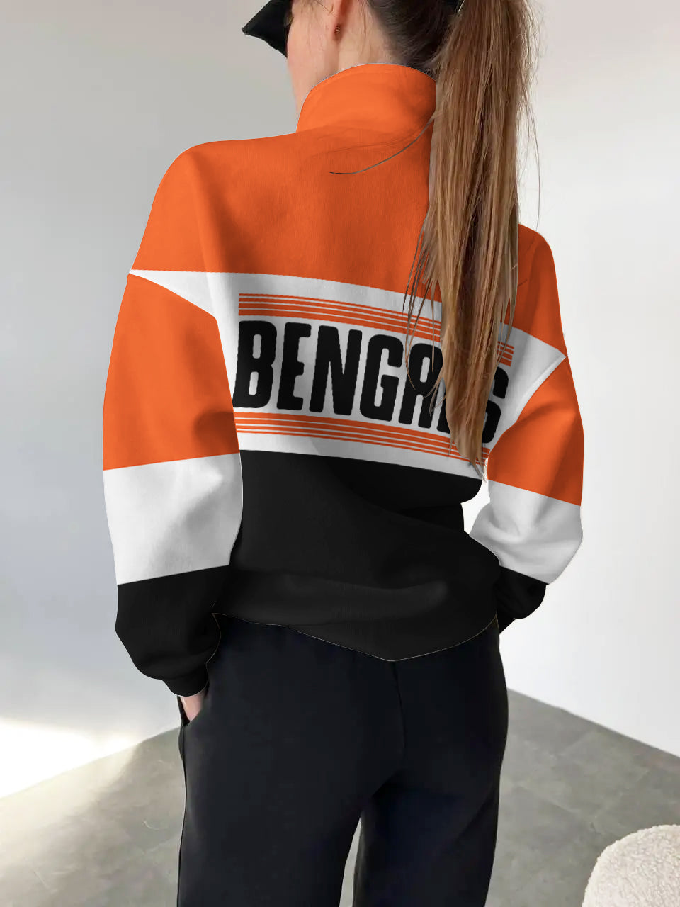 Cincinnati Bengals 2025 New Design Casual Snap Mockneck Pullover