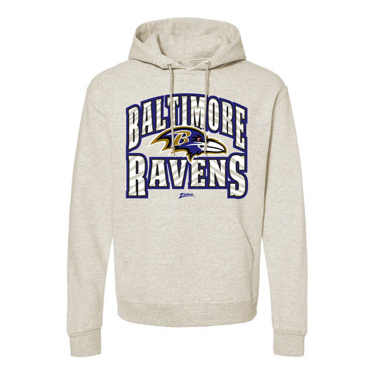 Zubaz NFL Baltimore Ravens  Unisex Pullover Fleece Hoodie for Adult Men and Women, Z2T Kickoff, Oatmeal Heather
