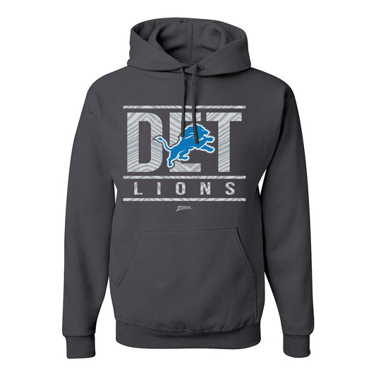 Zubaz NFL Detroit Lions Unisex Pullover Fleece Hoodie for Adult Men and Women, Z2C Goal Line, Charcoal