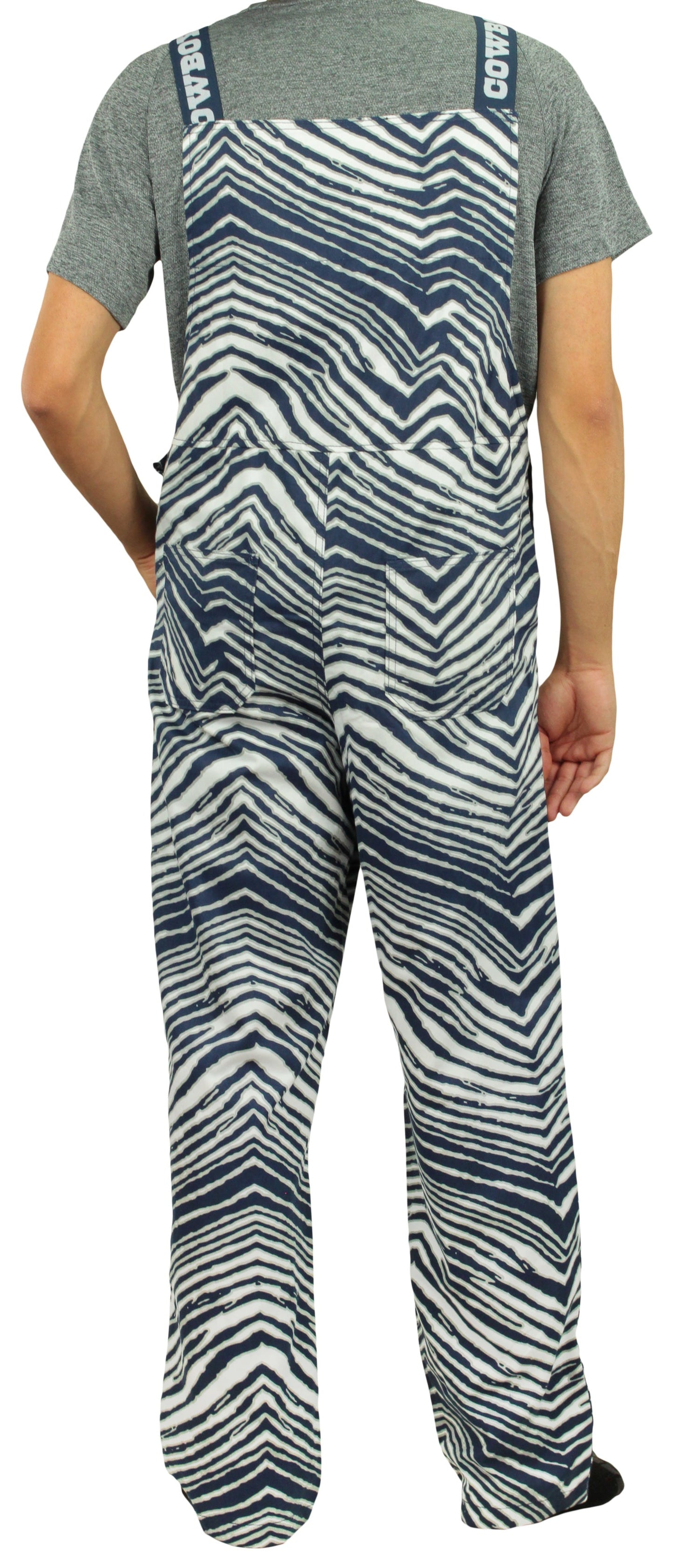 Zubaz NFL Unisex Zebra Lined Bib Overalls for Adult Men and Women, Dallas Cowboys