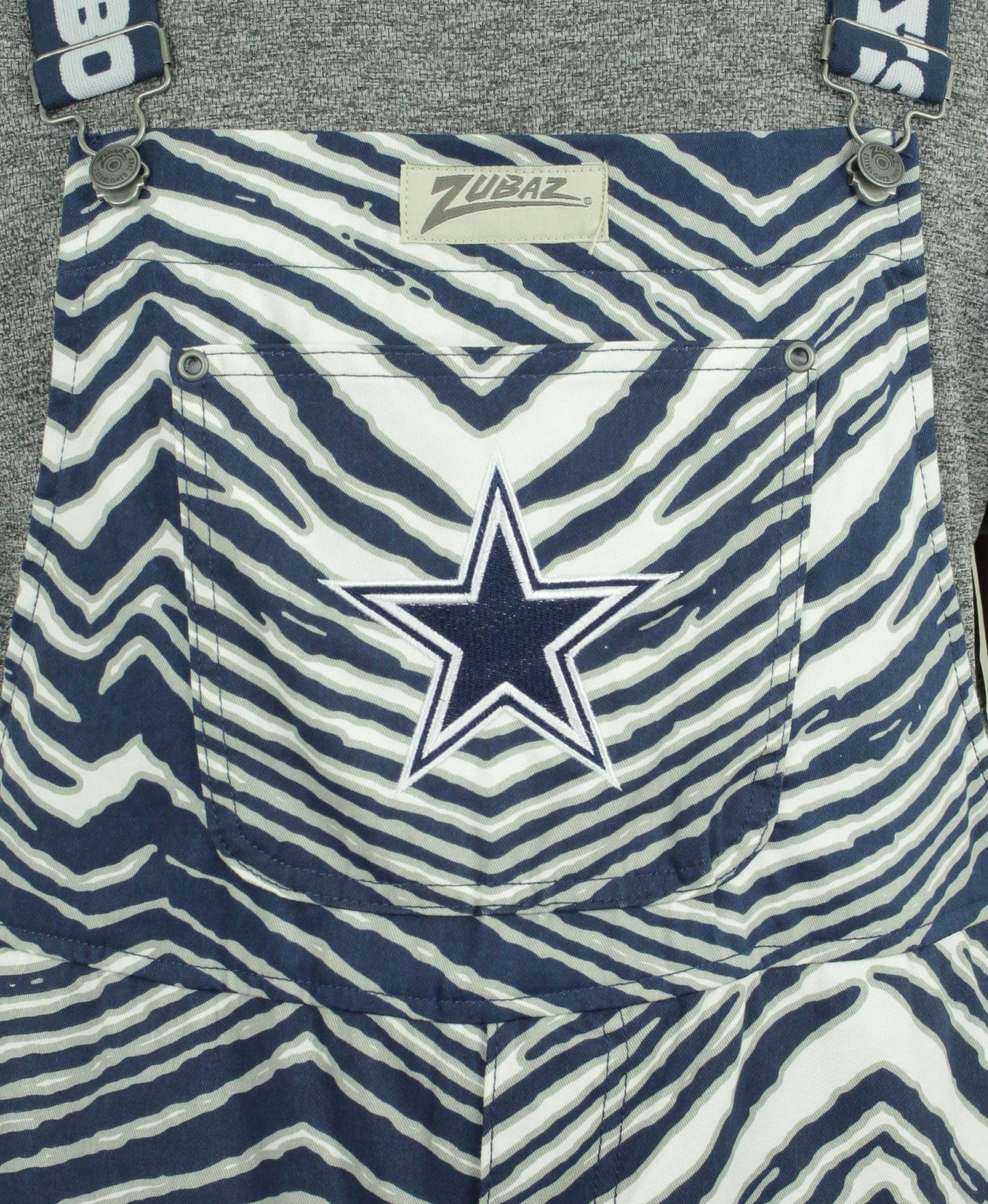 Zubaz NFL Unisex Zebra Lined Bib Overalls for Adult Men and Women, Dallas Cowboys