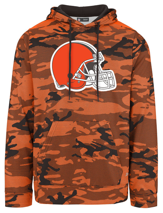 Zubaz NFL Men's Team Color Camo Lines Hoodie Cleveland Browns