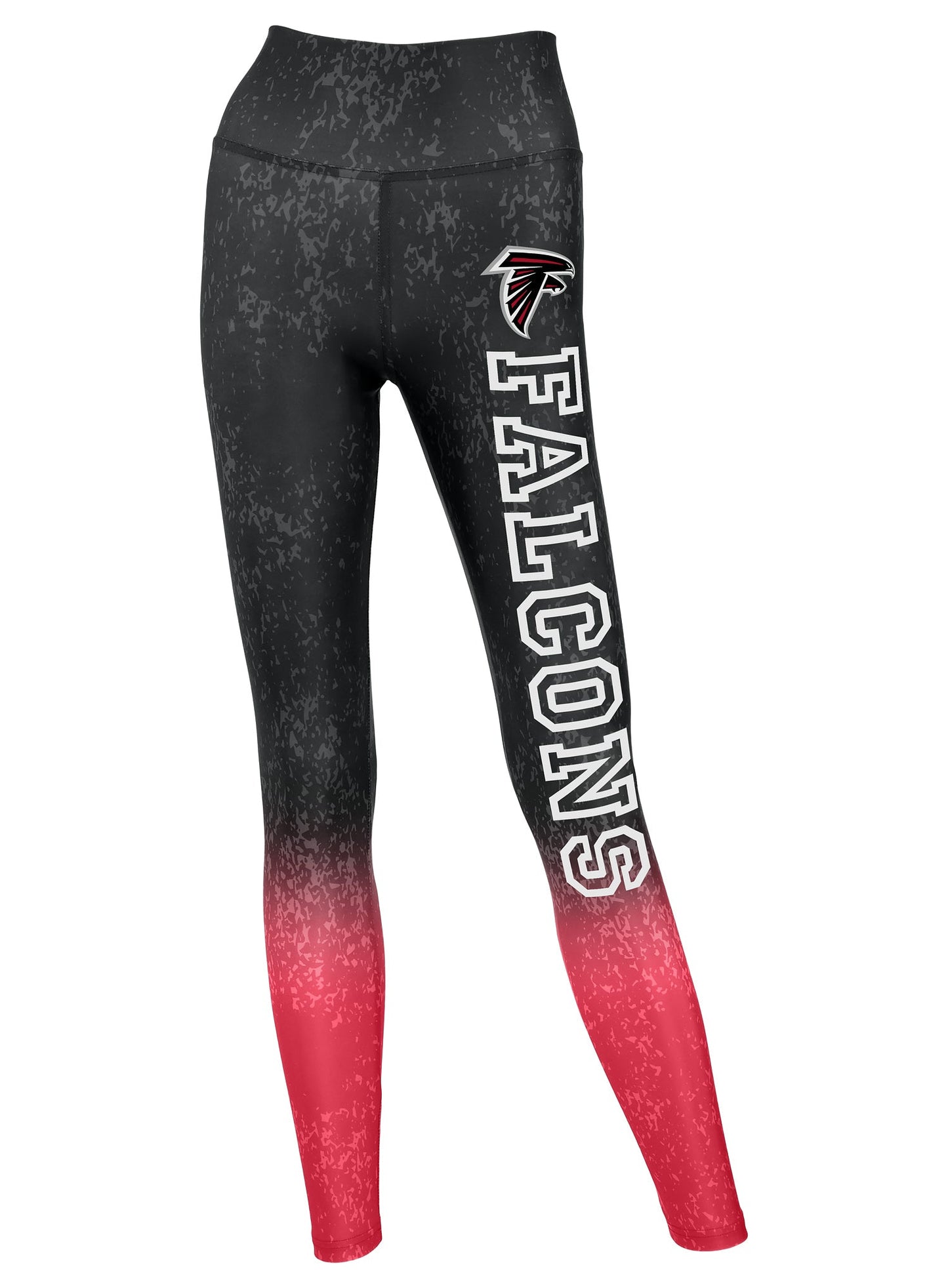Zubaz NFL Women's Distressed Gradient Leggings with Team Wordmark Atlanta Falcons