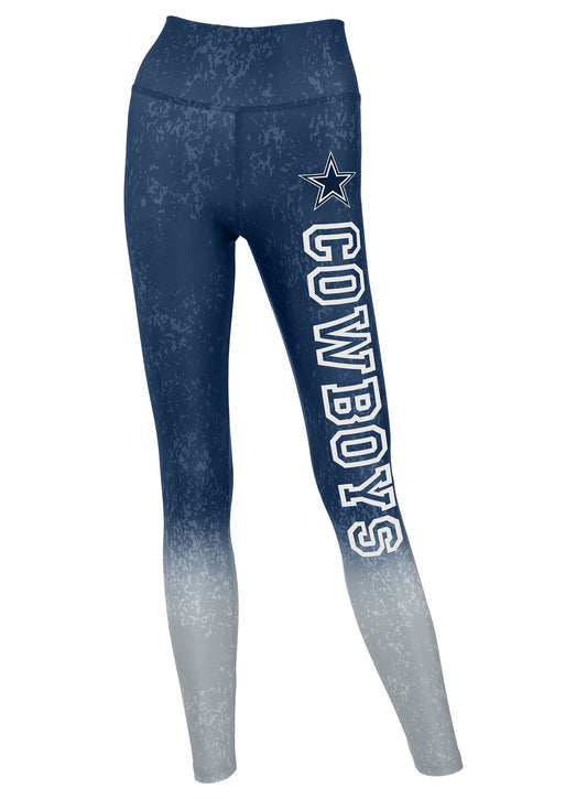Zubaz NFL Women's Distressed Gradient Leggings with Team Wordmark Dallas Cowboys