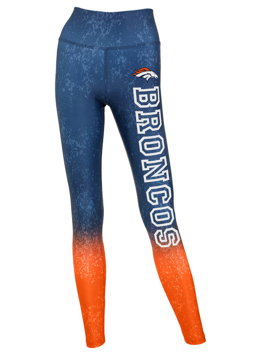 Zubaz NFL Women's Distressed Gradient Leggings with Team Wordmark Denver Broncos