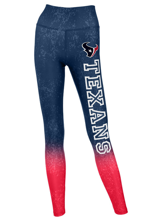 Zubaz NFL Women's Distressed Gradient Leggings with Team Wordmark Houston Texans