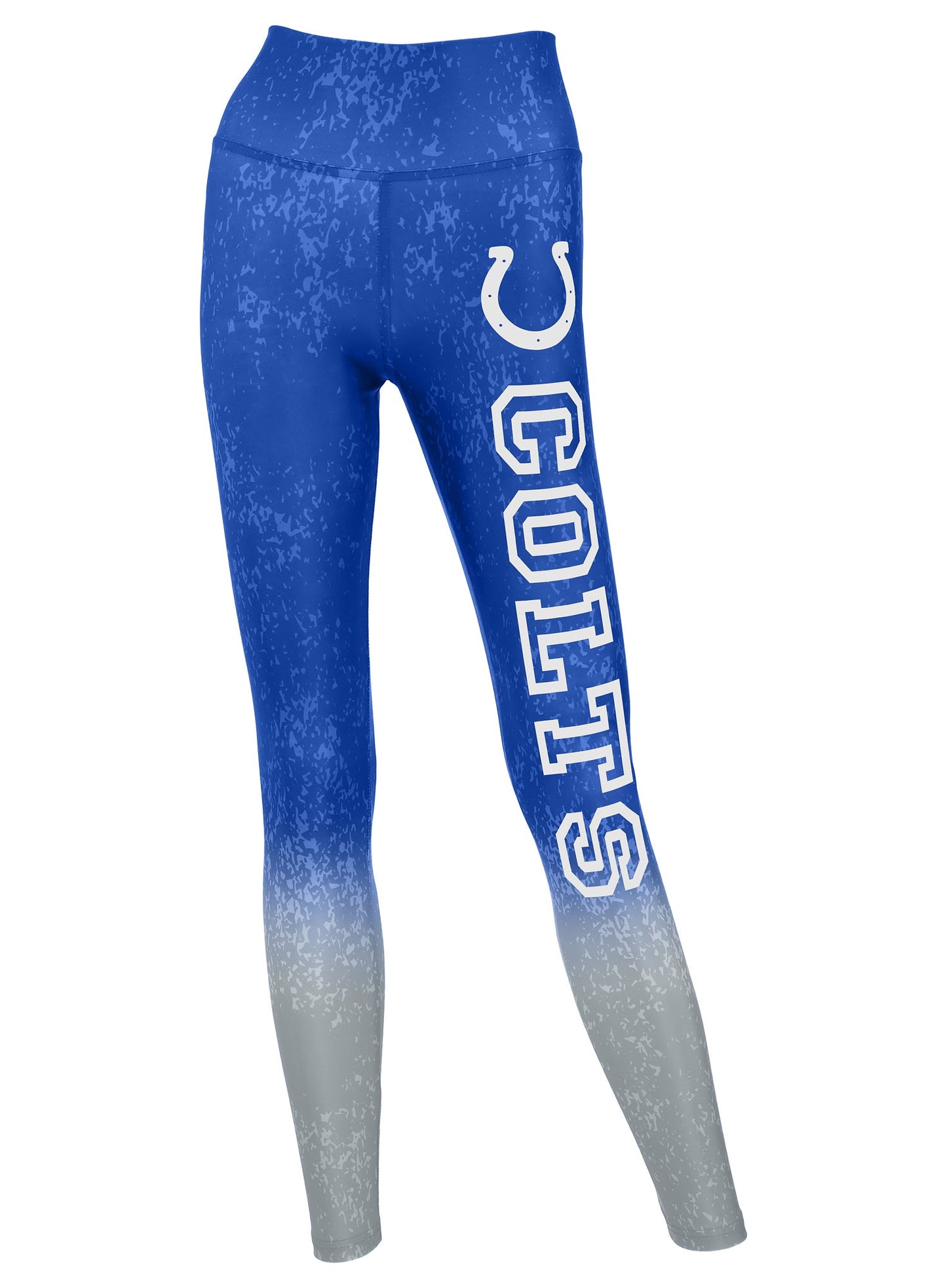 Zubaz NFL Women's Distressed Gradient Leggings with Team Wordmark Indianapolis Colts