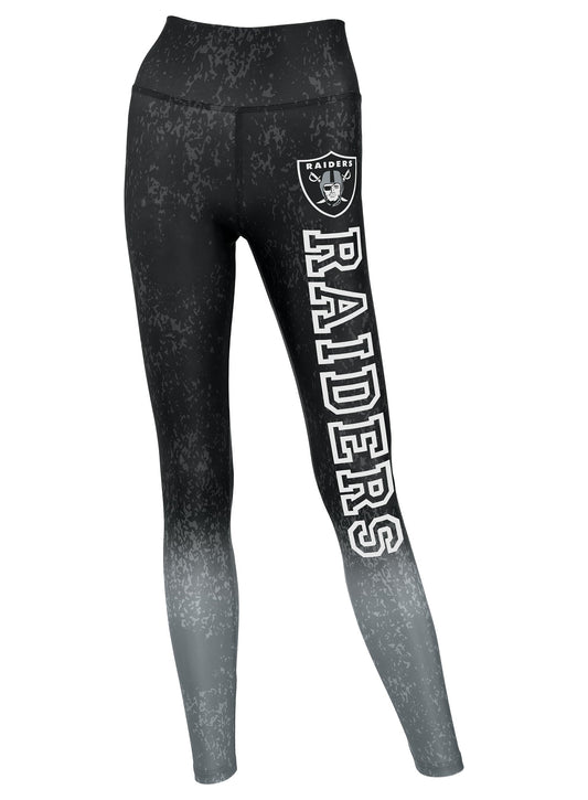Zubaz NFL Women's Distressed Gradient Leggings with Team Wordmark Las Vegas Raiders