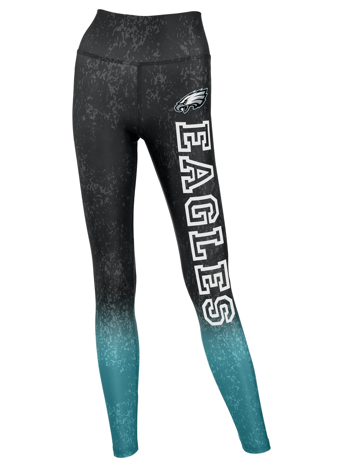 Zubaz NFL Women's Distressed Gradient Leggings with Team Wordmark Philadelphia Eagles