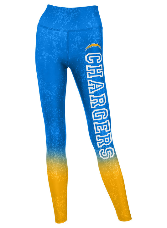 Zubaz NFL Women's Distressed Gradient Leggings with Team Wordmark Los Angeles Chargers