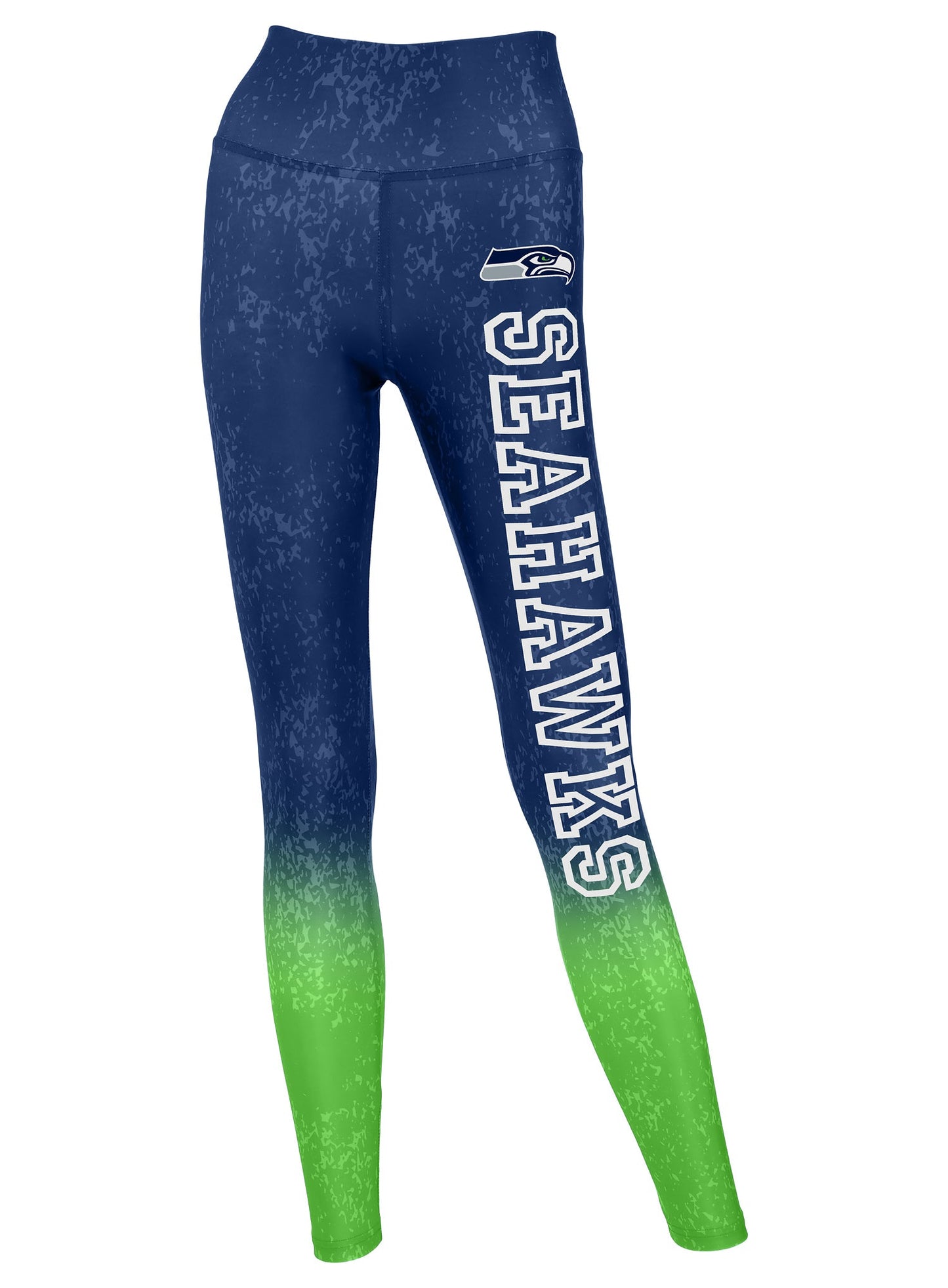 Zubaz NFL Women's Distressed Gradient Leggings with Team Wordmark Seattle Seahawks