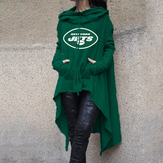 Fashionable Print Irregular Long Sleeve Sweatshirt