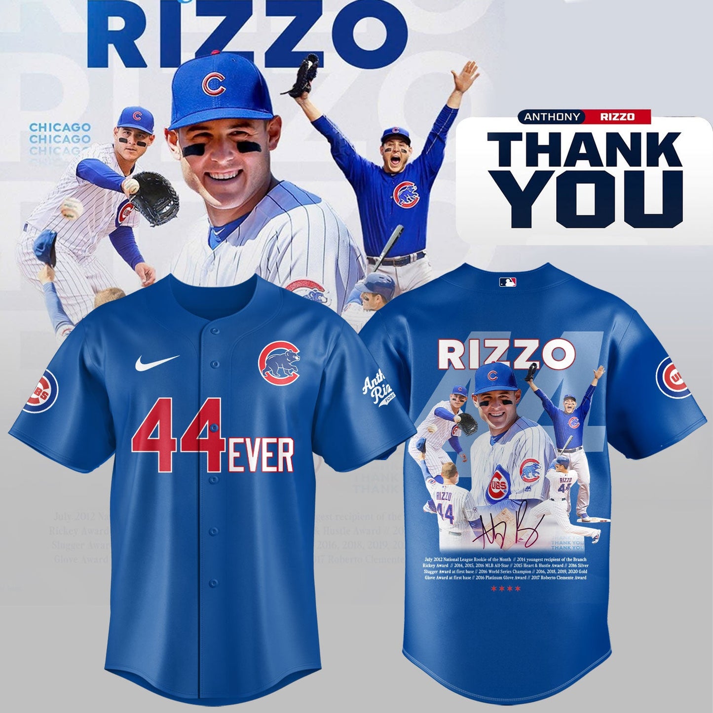 Chicago Cubs Legend Anthony Rizzo Jersey Thank You Rizz