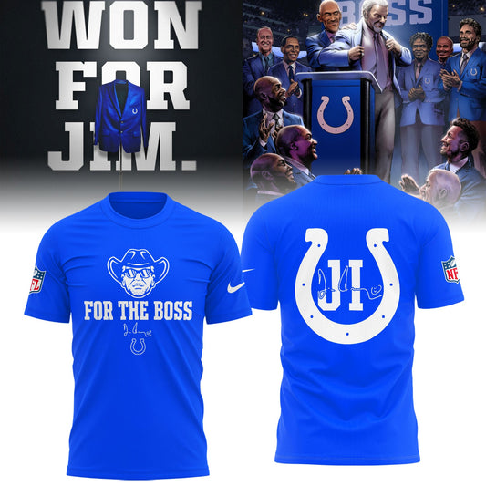 Limited Edition Colts FB In honor of Jim “For The Boss” Black TShirt