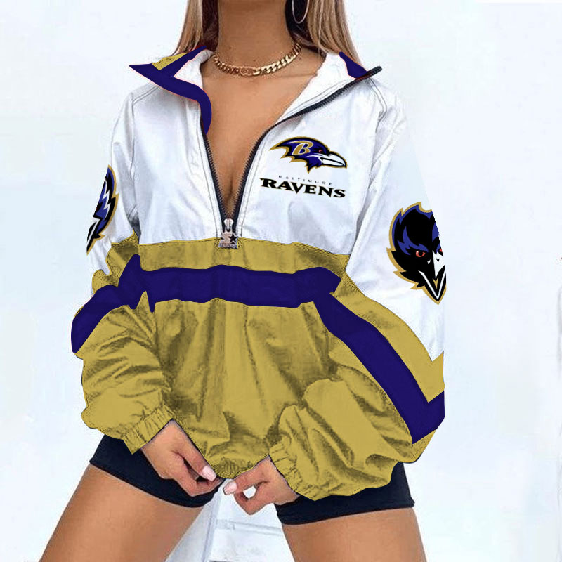 Women's Football Print V Neck Zipper Sweatshirt Jacket