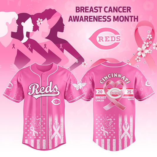 Cincinnati Reds x Breast Cancer Awareness Month-3D Baseball Jersey