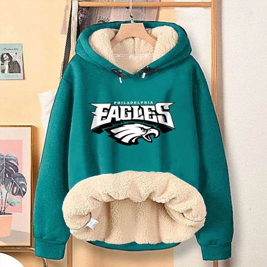 Casual Print Teddy Sherpa Fleece Hoodie