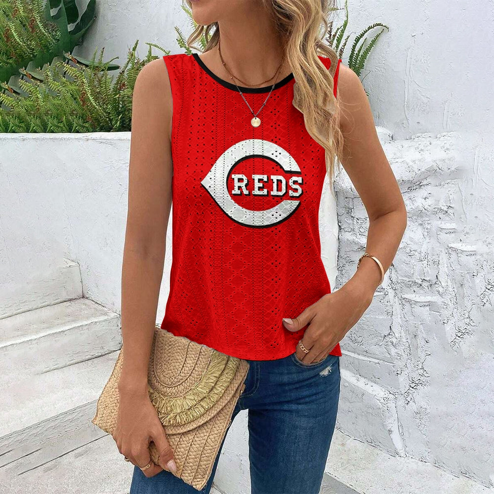 Reds Cut Out Wrap Cross Wrap Back Asymmetrical Beach Tank Top