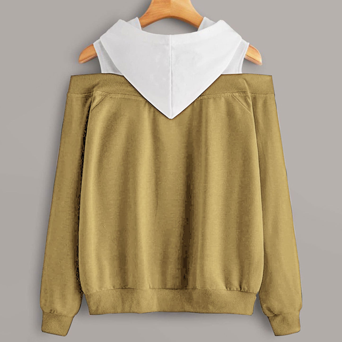 2 In 1 Colorblock Cold Shoulder Hoodie