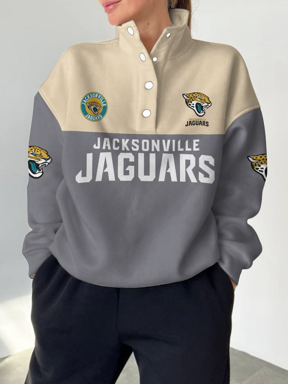 Jacksonville Jaguars 2025 New Design Casual Snap  Mockneck Pullover