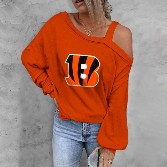 ASYMMETRICAL NECK SHIFT CASUAL LONG SLEEVE TOP