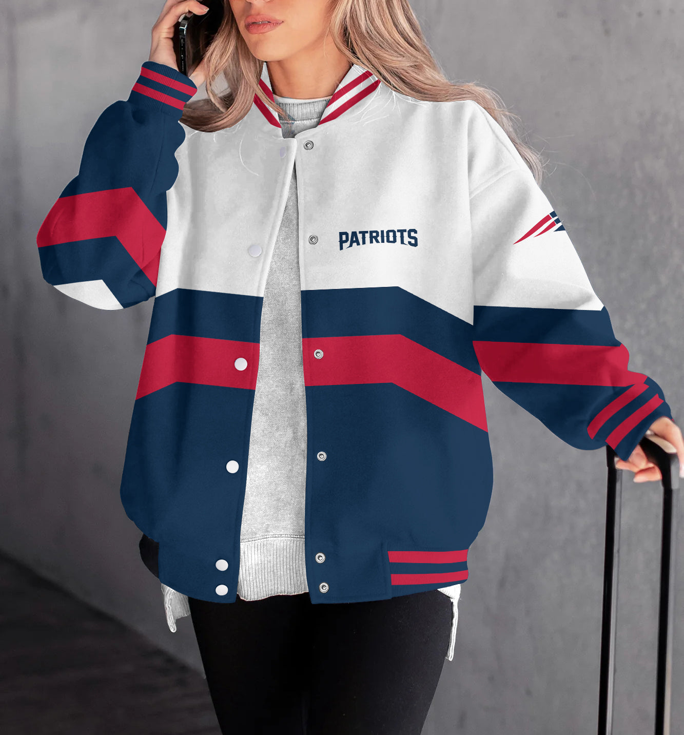New England Patriots Women's Long Pass Full- Snap Casual Jacket
