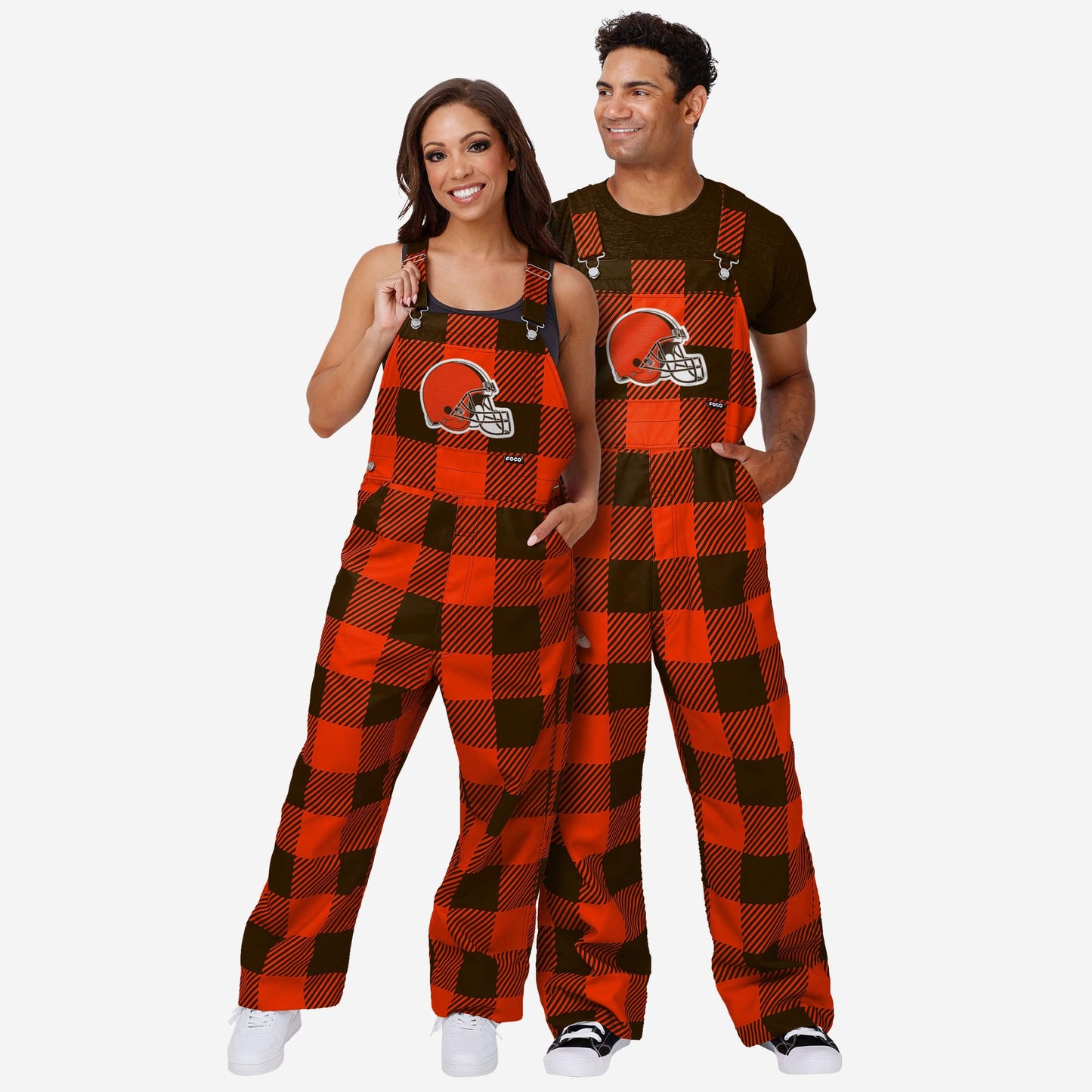 Cleveland Browns Womens Plaid Bib Overalls