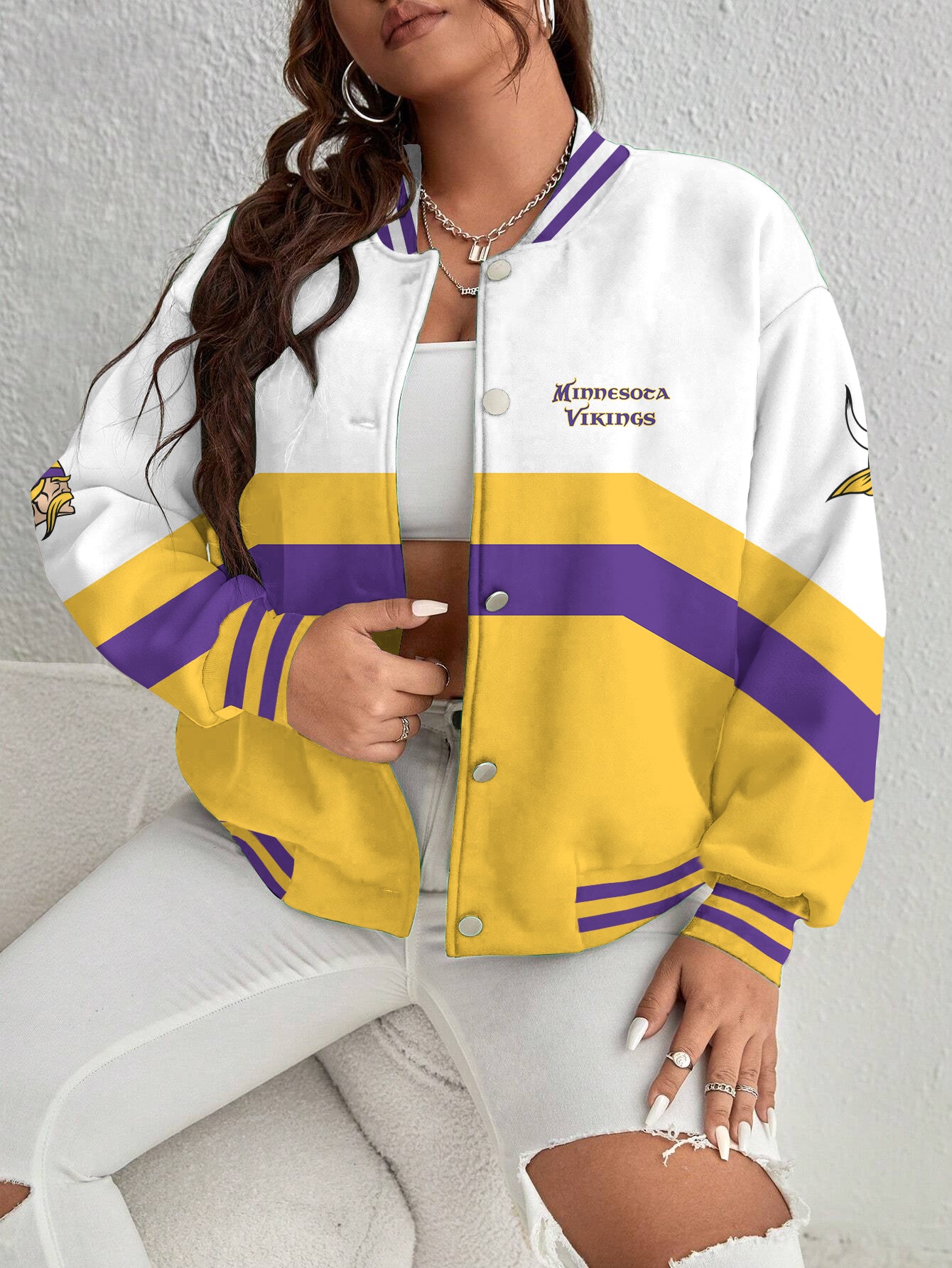 Minnesota Vikings Women's Long Pass Full- Snap Casual Jacket
