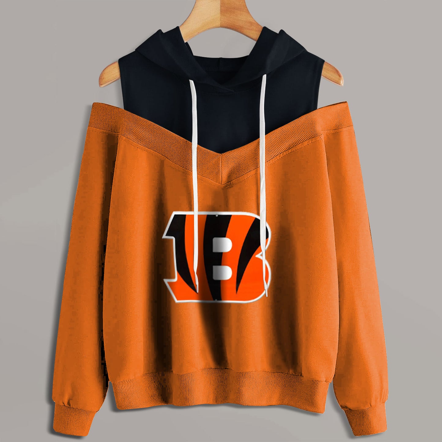 2 In 1 Colorblock Cold Shoulder Hoodie