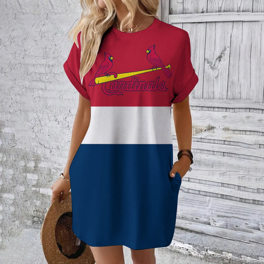 St. Louis Cardinals Hidden Pocket Short Sleeve Tee Dress