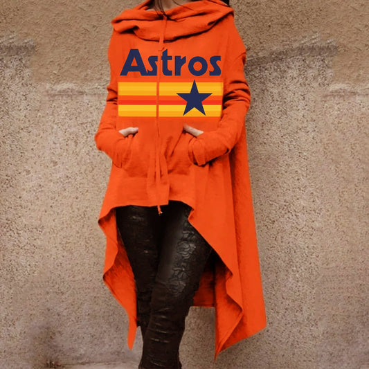 Fashionable Print Irregular Long Sleeve Sweatshirt