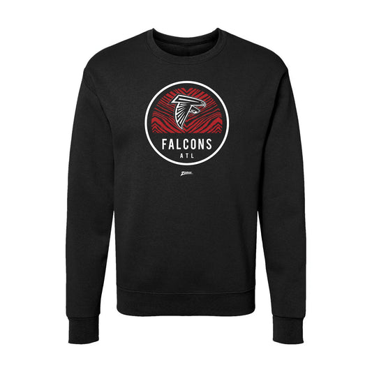 Zubaz NFL Atlanta Falcons Unisex Adult Men's & Women's Pullover Fleece Crew Neck Sweatshirt, Z2C Dime Back, Black