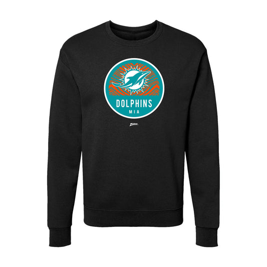 Zubaz NFL Miami Dolphins Unisex Adult Men's & Women's Pullover Fleece Crew Neck Sweatshirt, Z2C Dime Back, Black
