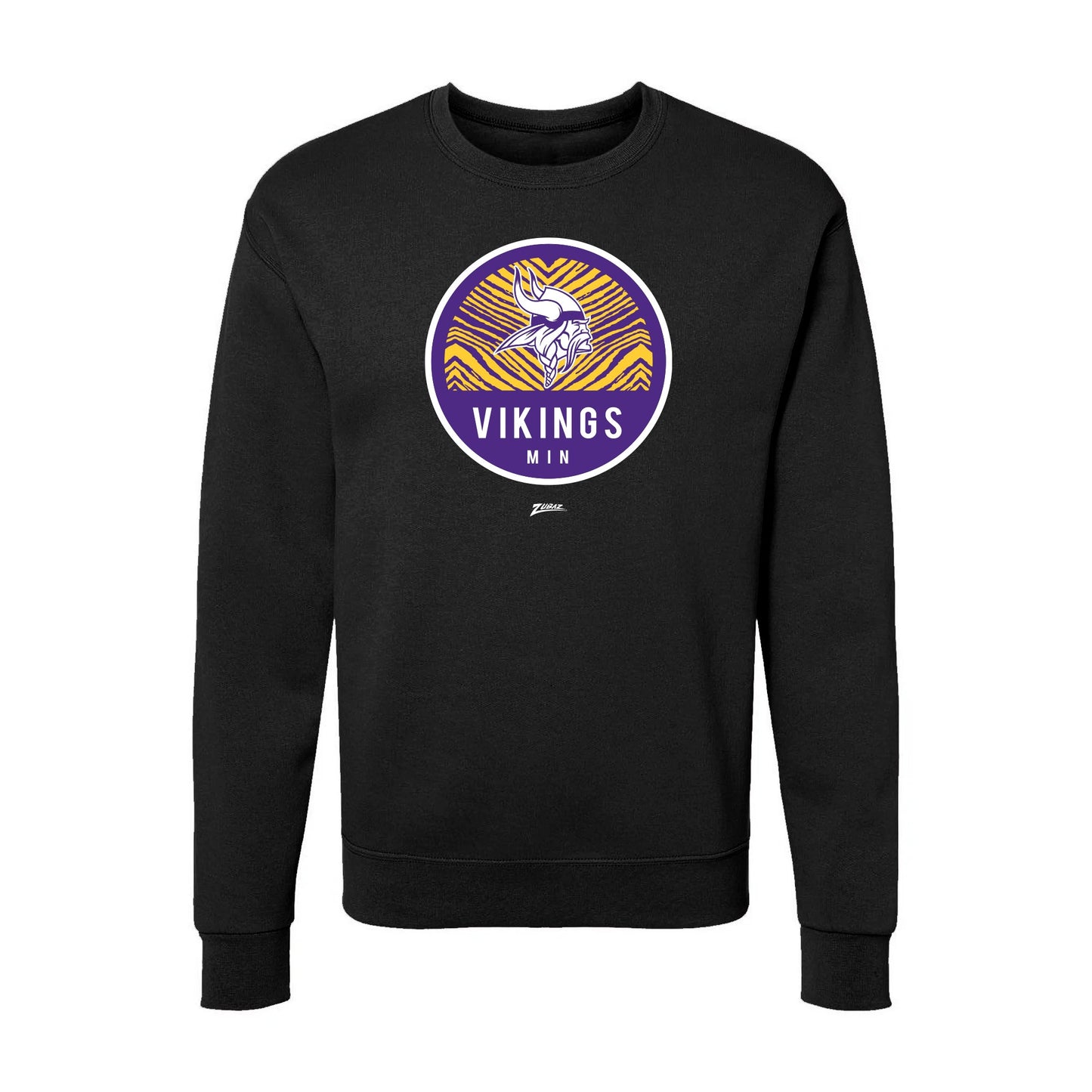 Zubaz NFL Minnesota Vikings Unisex Adult Men's & Women's Pullover Fleece Crew Neck Sweatshirt, Z2C Dime Back, Black